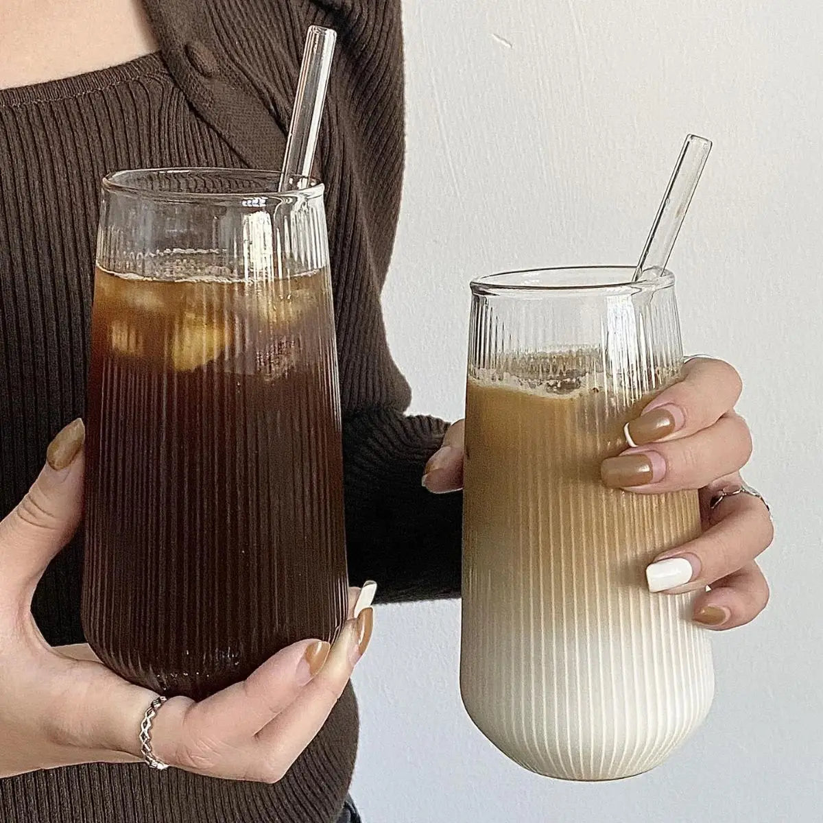 4-Style Heat-Resistant Ribbed Coffee Glass – Elegant & Versatile Drinkware for Every Occasion!