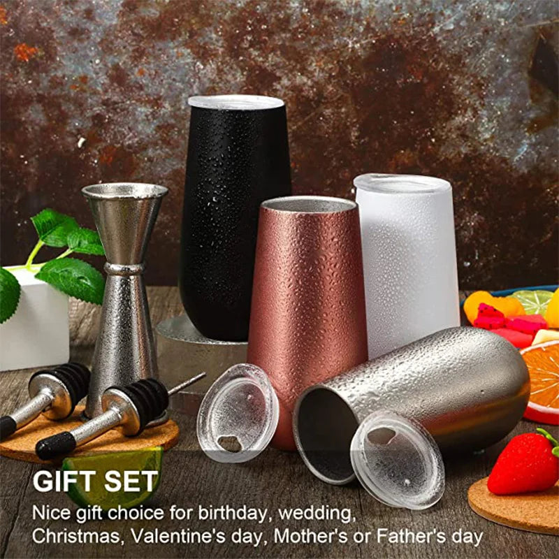 6oz Stainless Steel Champagne Tumbler Cup with Lid – The Ultimate Party Essential!
