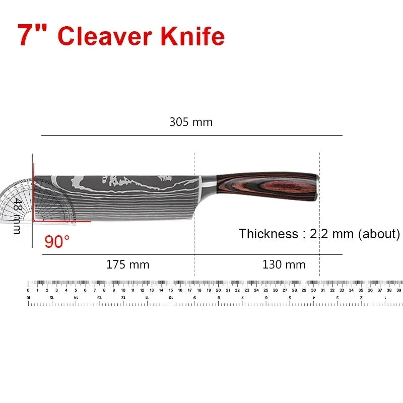 Laser Damascus Kitchen Knife Set – Precision, Durability & Razor-Sharp Performance