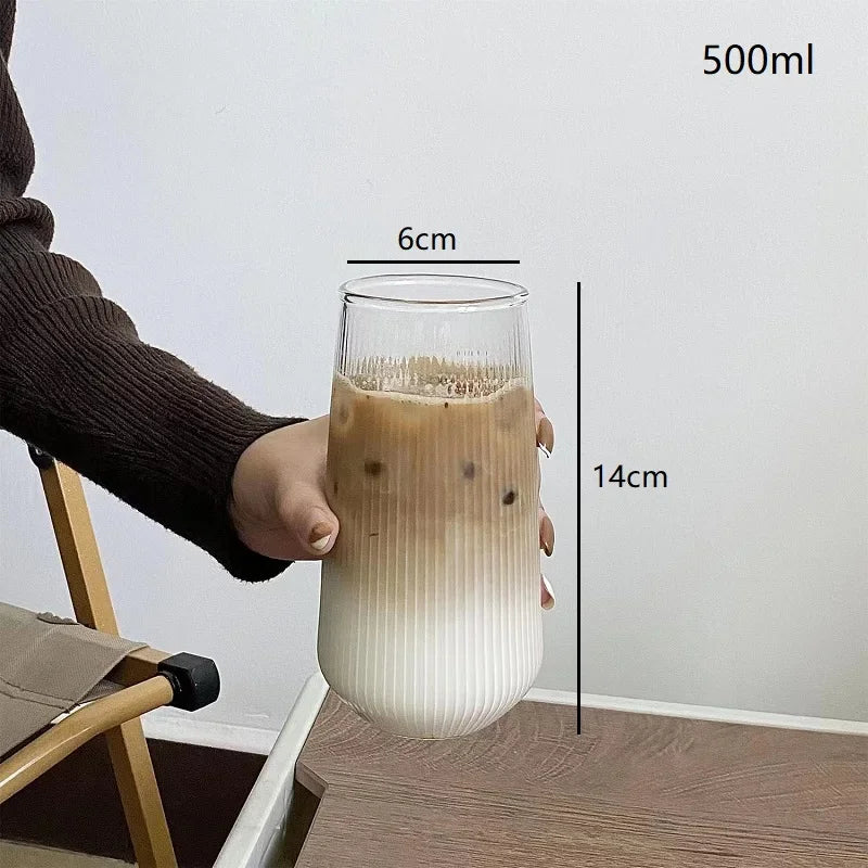 4-Style Heat-Resistant Ribbed Coffee Glass – Elegant & Versatile Drinkware for Every Occasion!