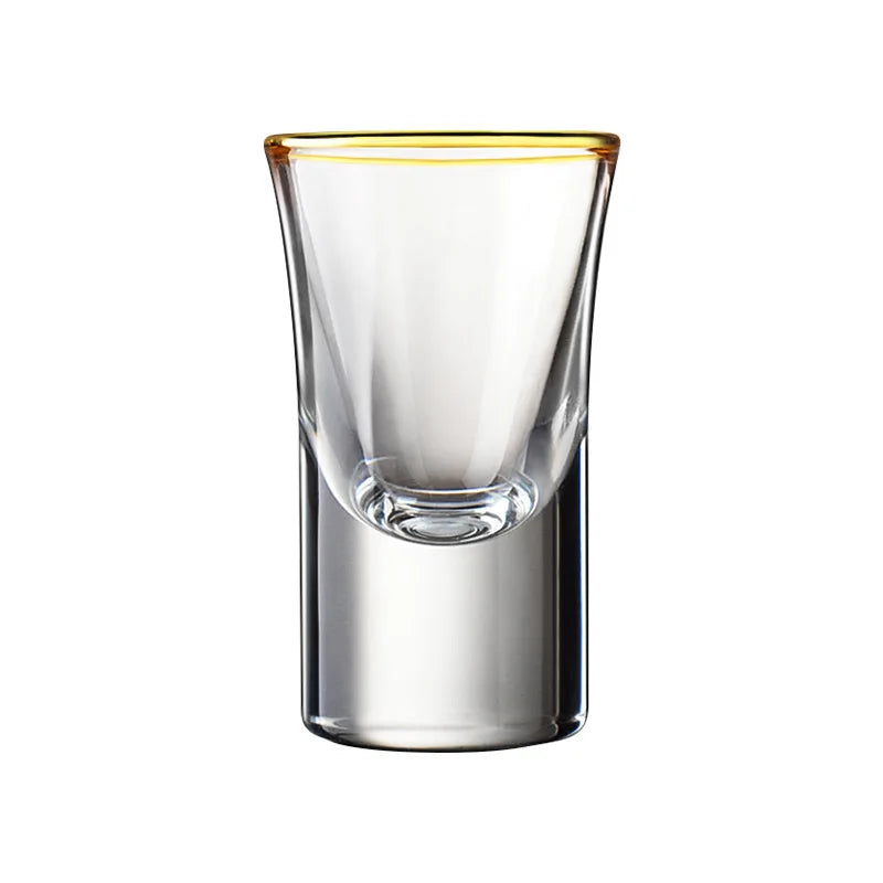 6PCS Gold Foil Small Wine Glass Set – Elegant Gilt-Edged Shot Glasses for Spirits & Baijiu
