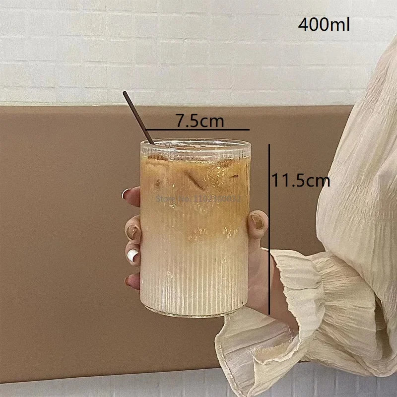 4-Style Heat-Resistant Ribbed Coffee Glass – Elegant & Versatile Drinkware for Every Occasion!