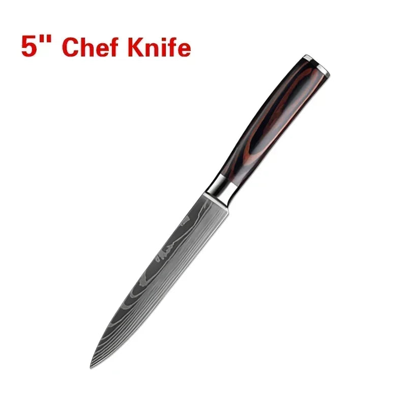 Laser Damascus Kitchen Knife Set – Precision, Durability & Razor-Sharp Performance