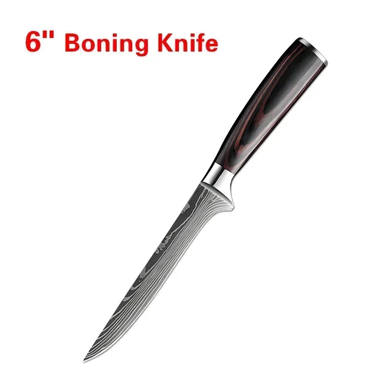 Laser Damascus Kitchen Knife Set – Precision, Durability & Razor-Sharp Performance