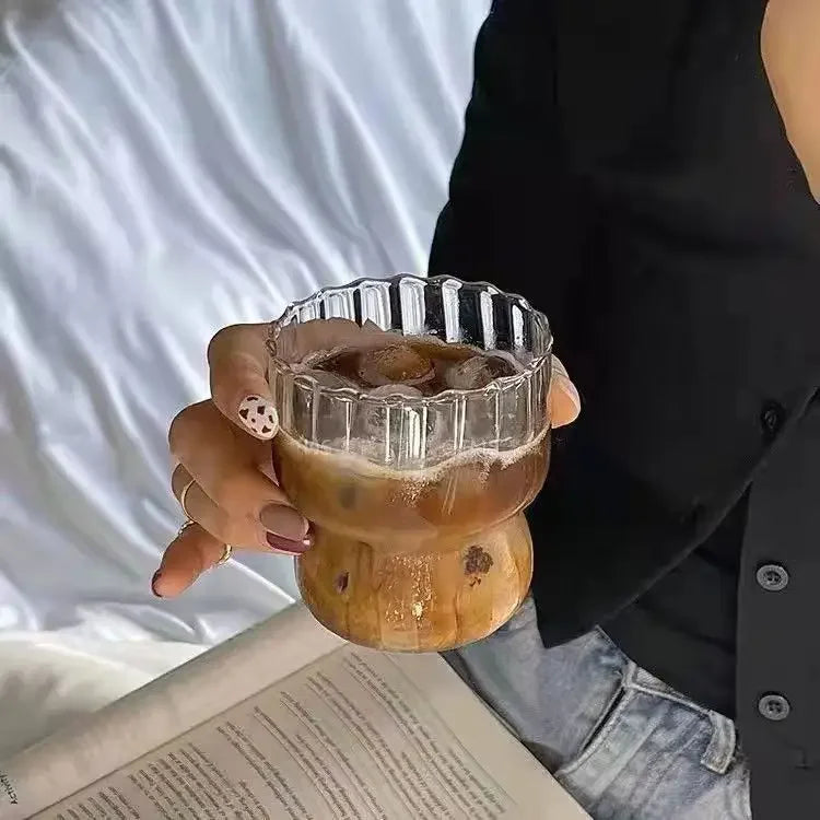 4-Style Heat-Resistant Ribbed Coffee Glass – Elegant & Versatile Drinkware for Every Occasion!