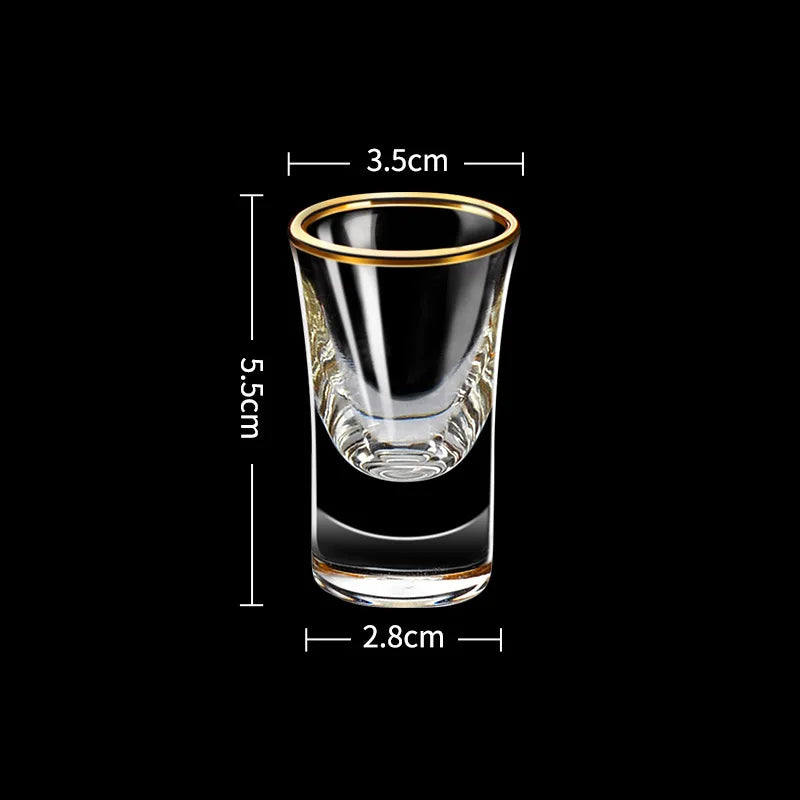 6PCS Gold Foil Small Wine Glass Set – Elegant Gilt-Edged Shot Glasses for Spirits & Baijiu