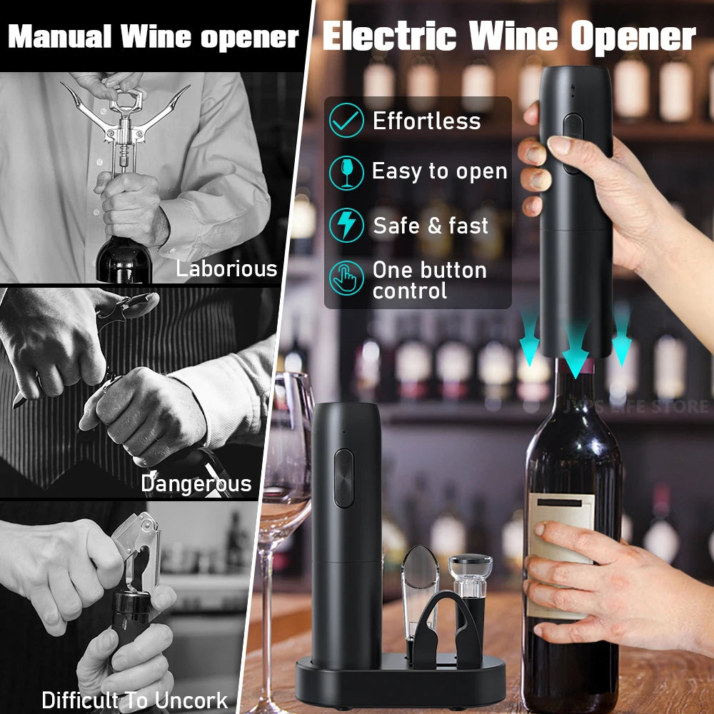 5-in-1 Electric Wine Opener Set – The Ultimate Automatic Corkscrew for Effortless Wine Opening!