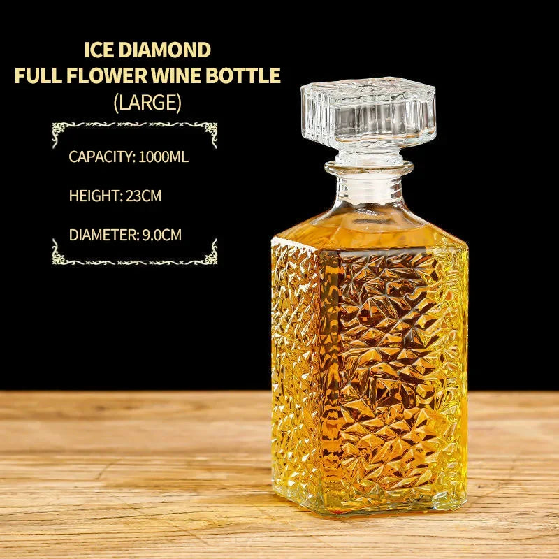 Luxury 800-1000ml Crystal Glass Decanter – Elevate Your Drinking Experience!