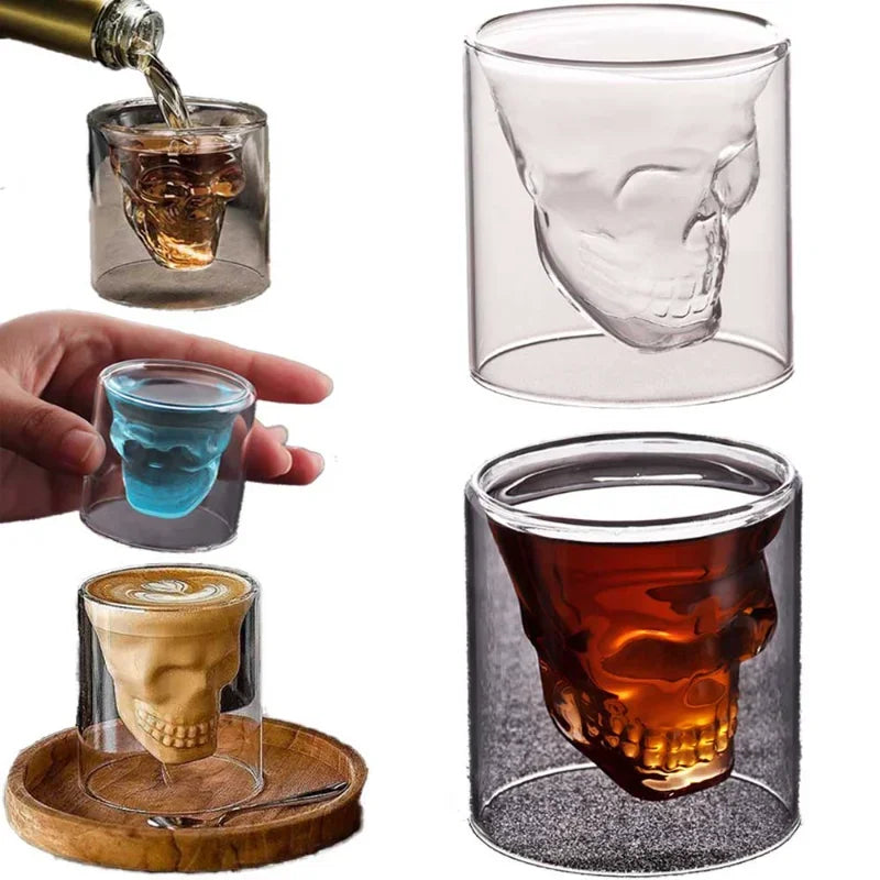 Skull-Shaped Crystal Glass – Unique Barware for Wine, Whiskey, & Cocktails!