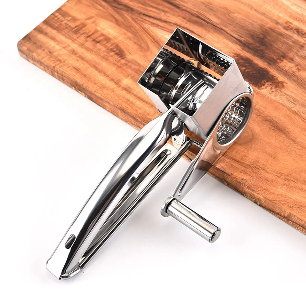 Hand-Cranked Stainless Steel Cheese Grater – Effortless Grating for Every Kitchen!