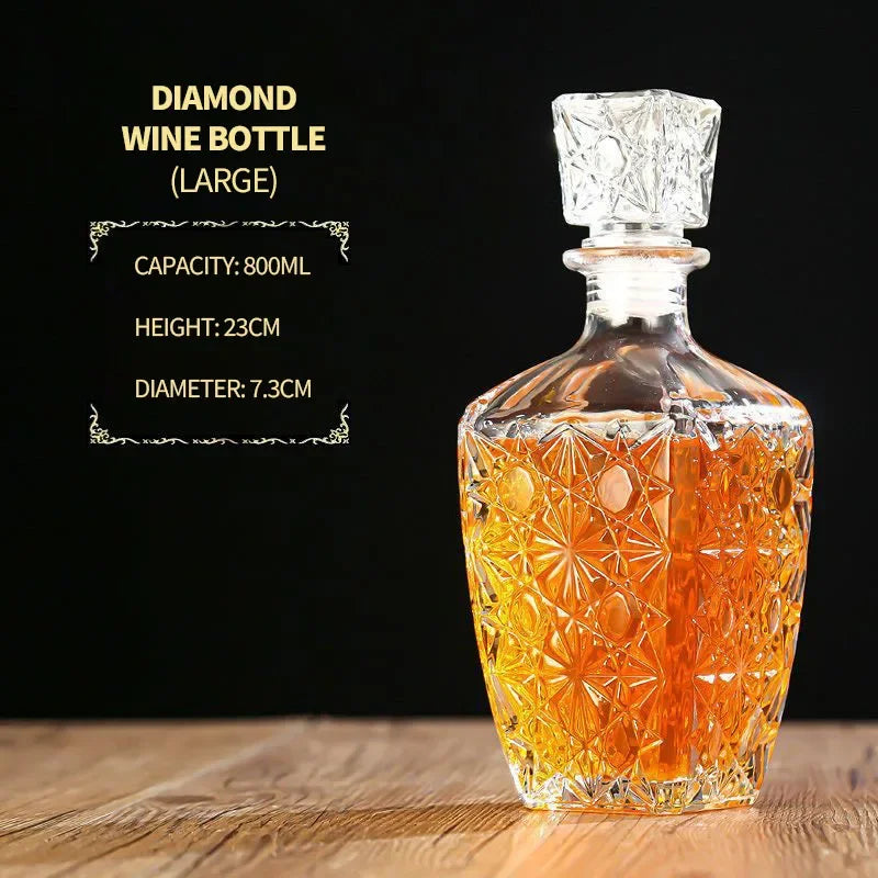 Luxury 800-1000ml Crystal Glass Decanter – Elevate Your Drinking Experience!