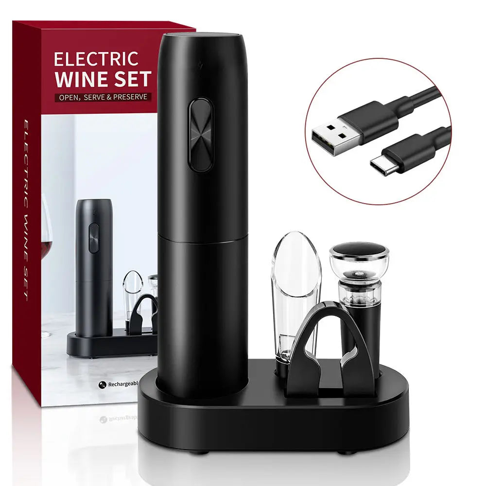 5-in-1 Electric Wine Opener Set – The Ultimate Automatic Corkscrew for Effortless Wine Opening!