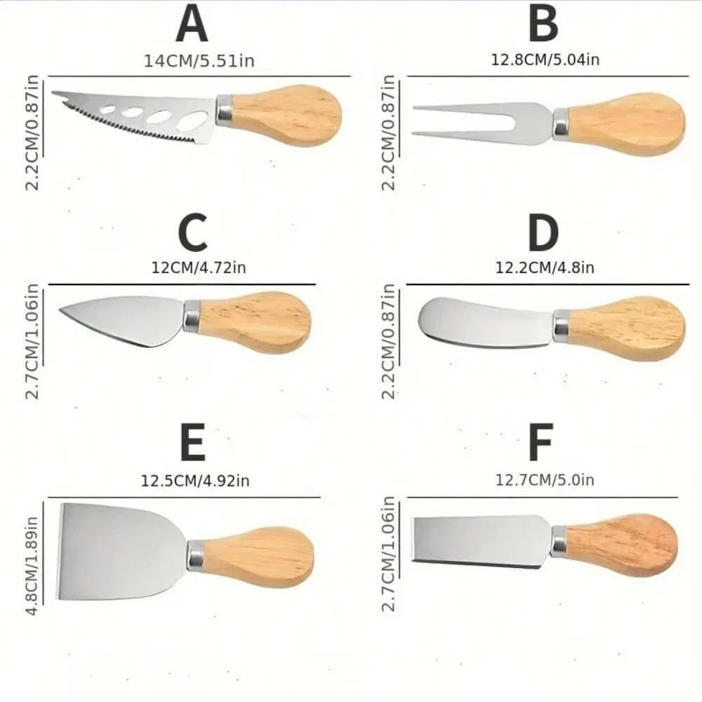Six-Piece Stainless Steel Cheese Knife Set – Perfect for Any Cheese Lover!