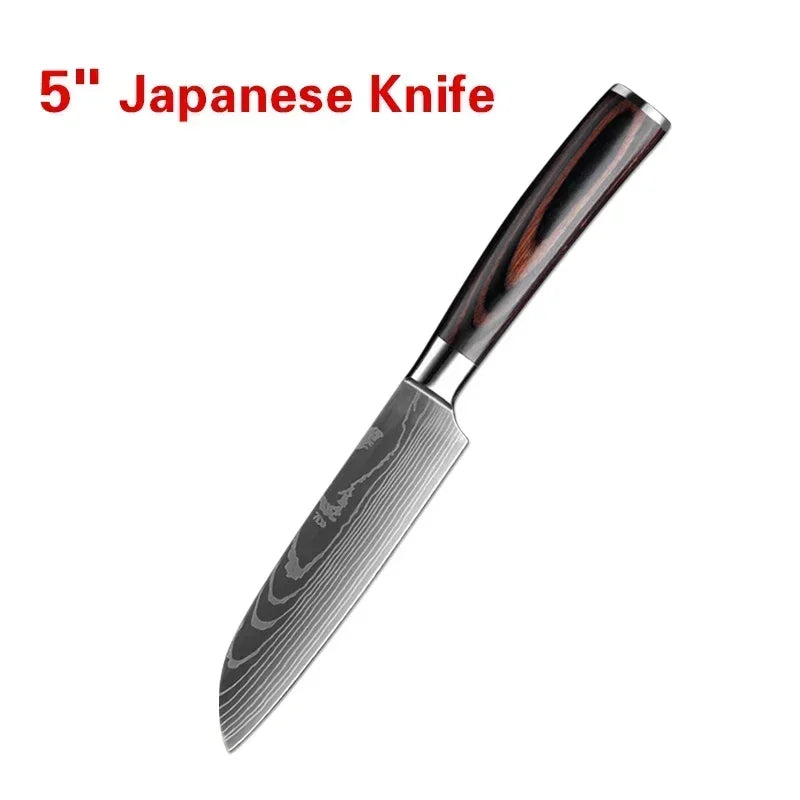 Laser Damascus Kitchen Knife Set – Precision, Durability & Razor-Sharp Performance