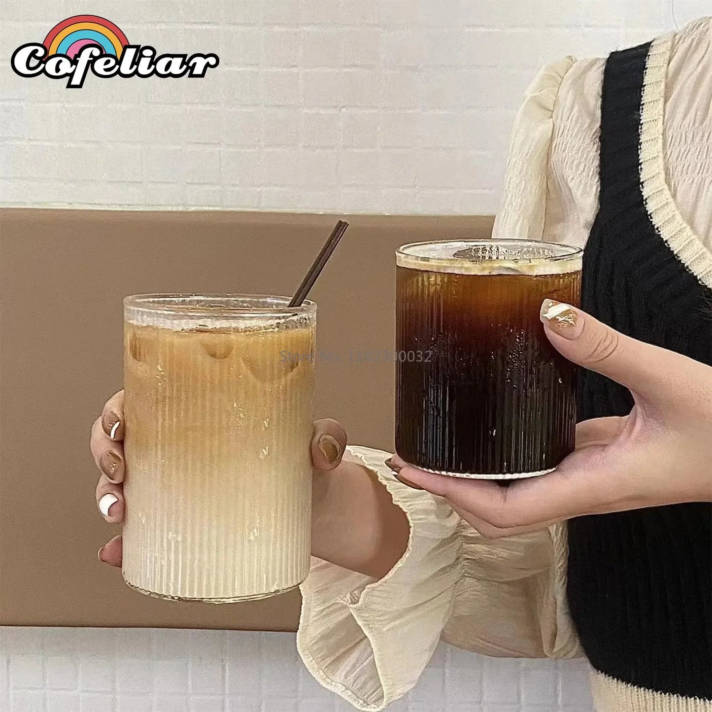 4-Style Heat-Resistant Ribbed Coffee Glass – Elegant & Versatile Drinkware for Every Occasion!