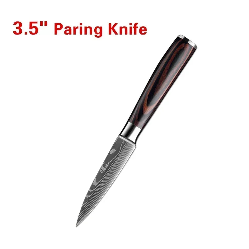 Laser Damascus Kitchen Knife Set – Precision, Durability & Razor-Sharp Performance