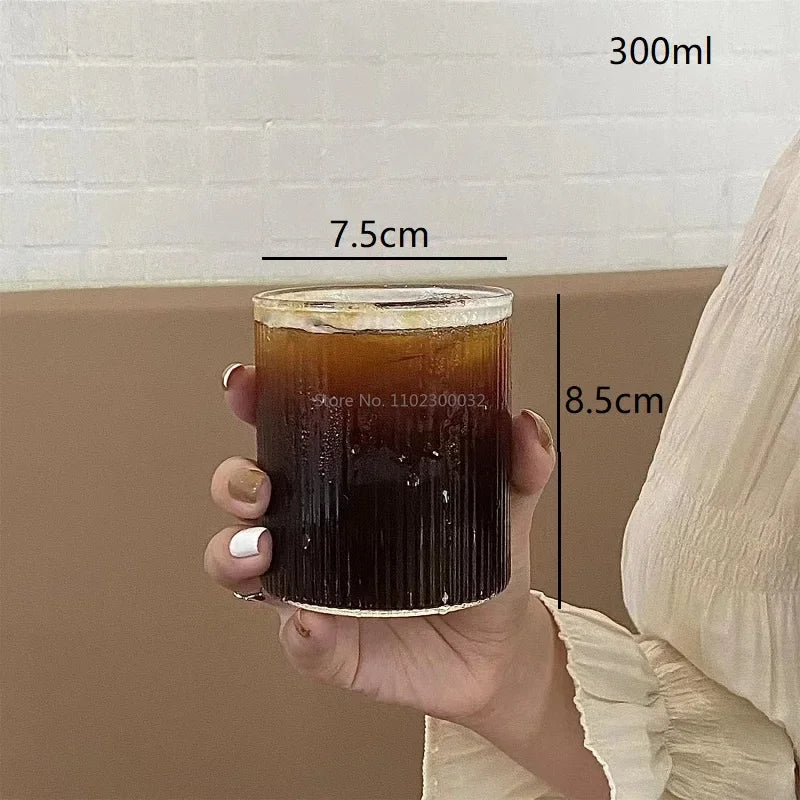 4-Style Heat-Resistant Ribbed Coffee Glass – Elegant & Versatile Drinkware for Every Occasion!