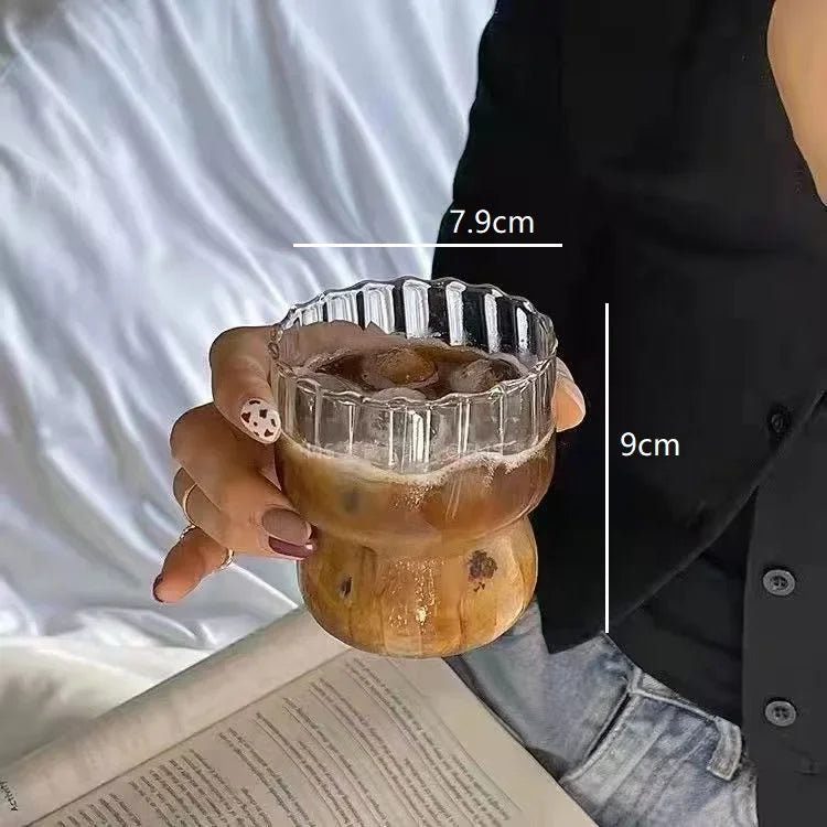 4-Style Heat-Resistant Ribbed Coffee Glass – Elegant & Versatile Drinkware for Every Occasion!