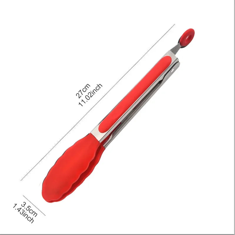 9-Inch Stainless Steel & Silicone Food Tongs – Your Ultimate Kitchen & BBQ Essential!