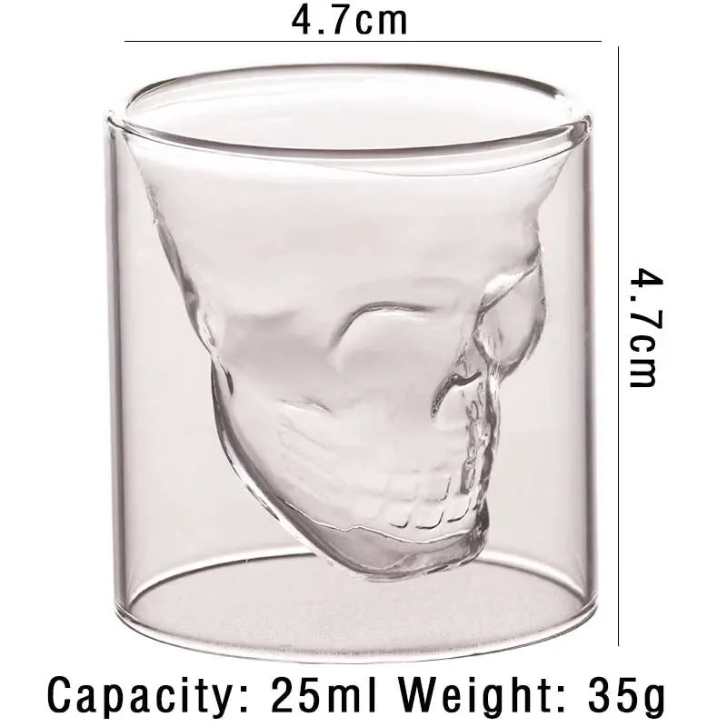 Skull-Shaped Crystal Glass – Unique Barware for Wine, Whiskey, & Cocktails!