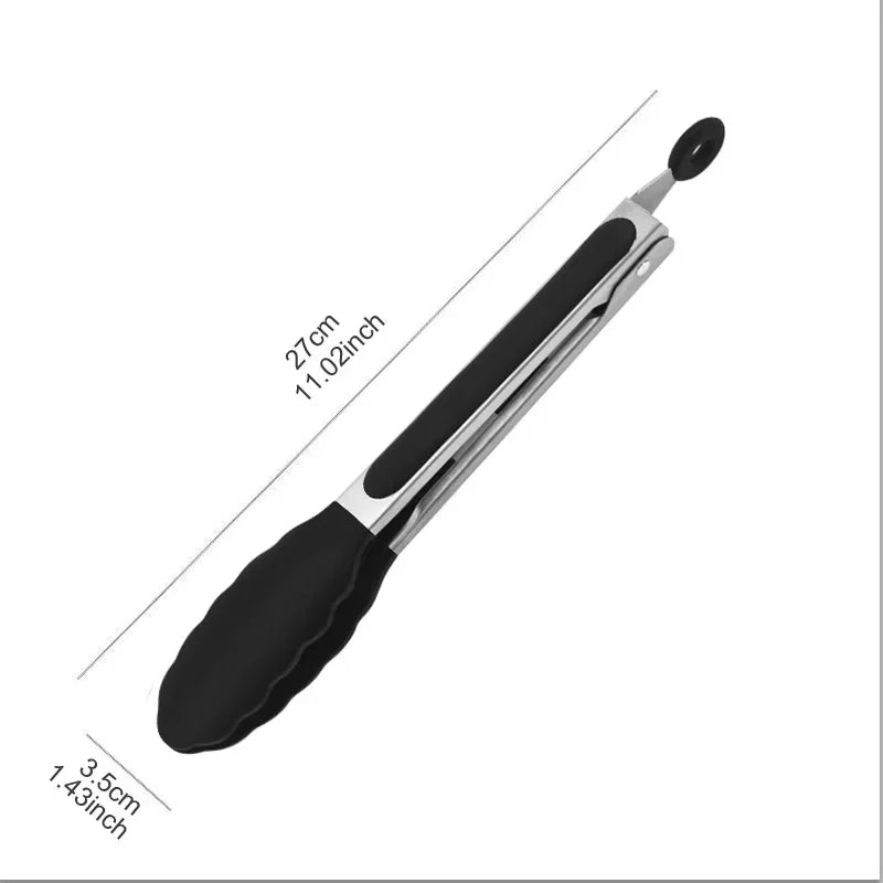 9-Inch Stainless Steel & Silicone Food Tongs – Your Ultimate Kitchen & BBQ Essential!