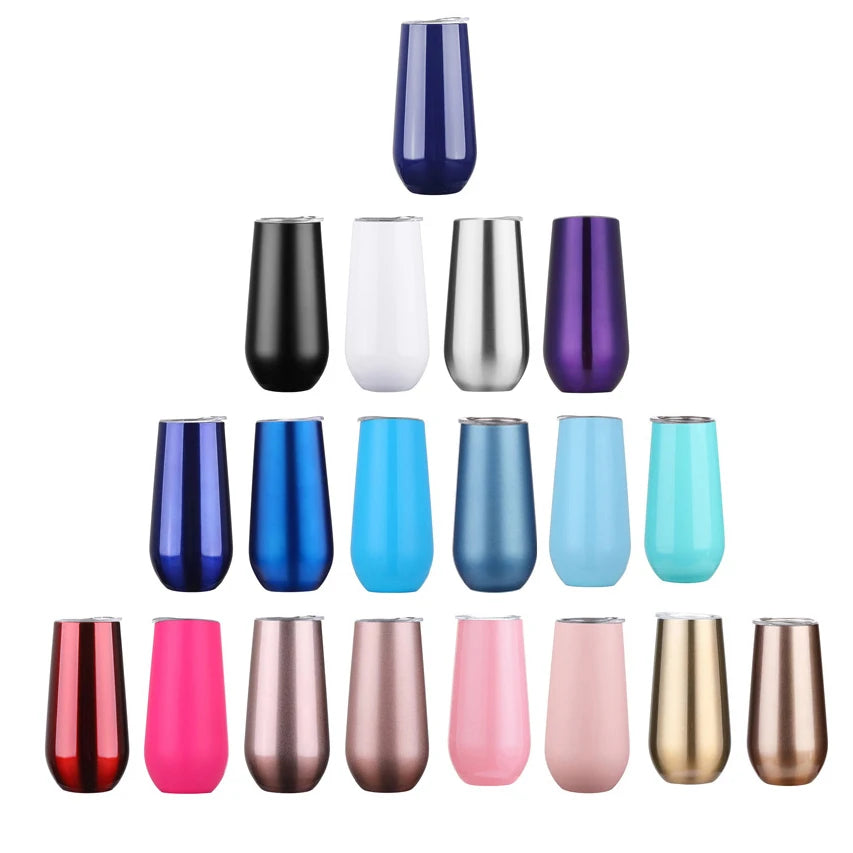 6oz Stainless Steel Champagne Tumbler Cup with Lid – The Ultimate Party Essential!
