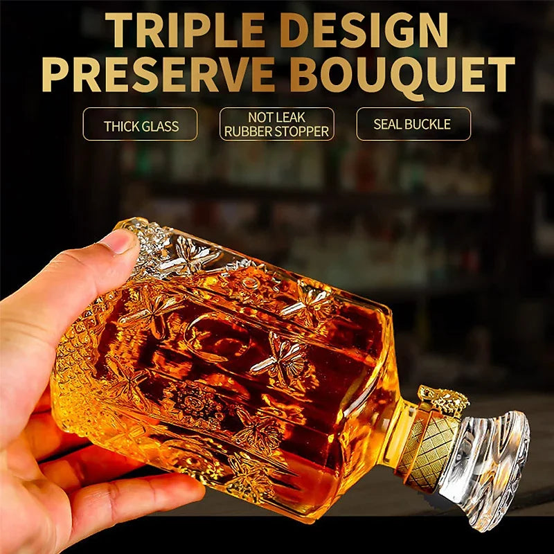 Luxury 800-1000ml Crystal Glass Decanter – Elevate Your Drinking Experience!