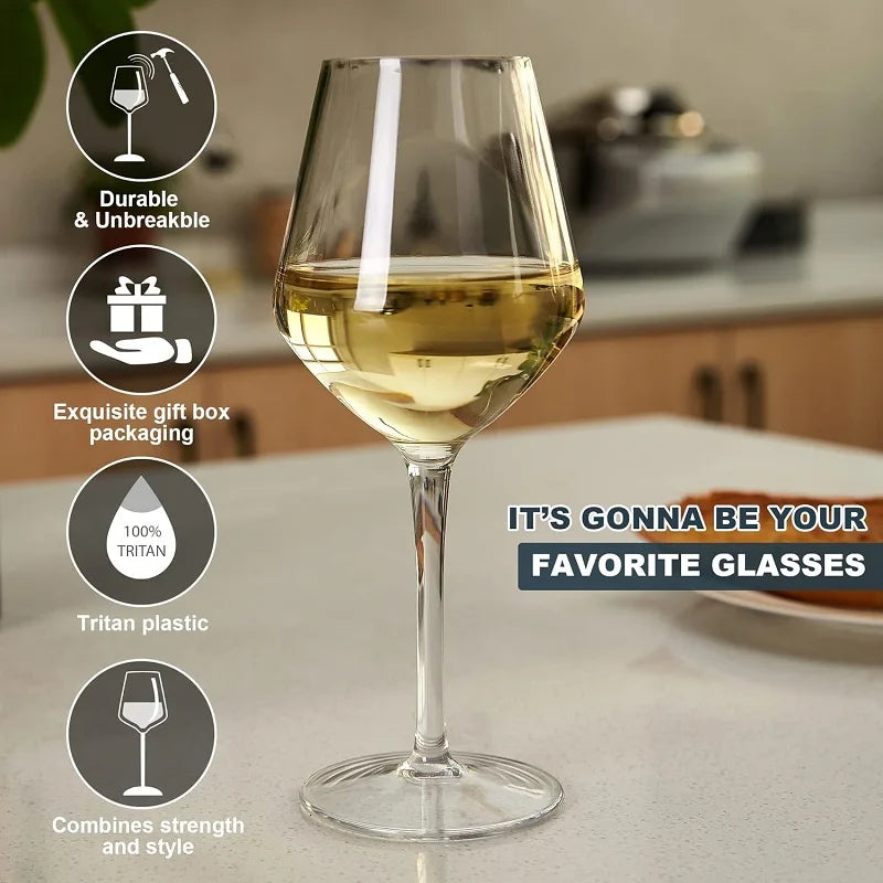 MICHLEY Unbreakable Tritan Plastic Wine Glass Set – Luxury & Durability for Any Occasion!