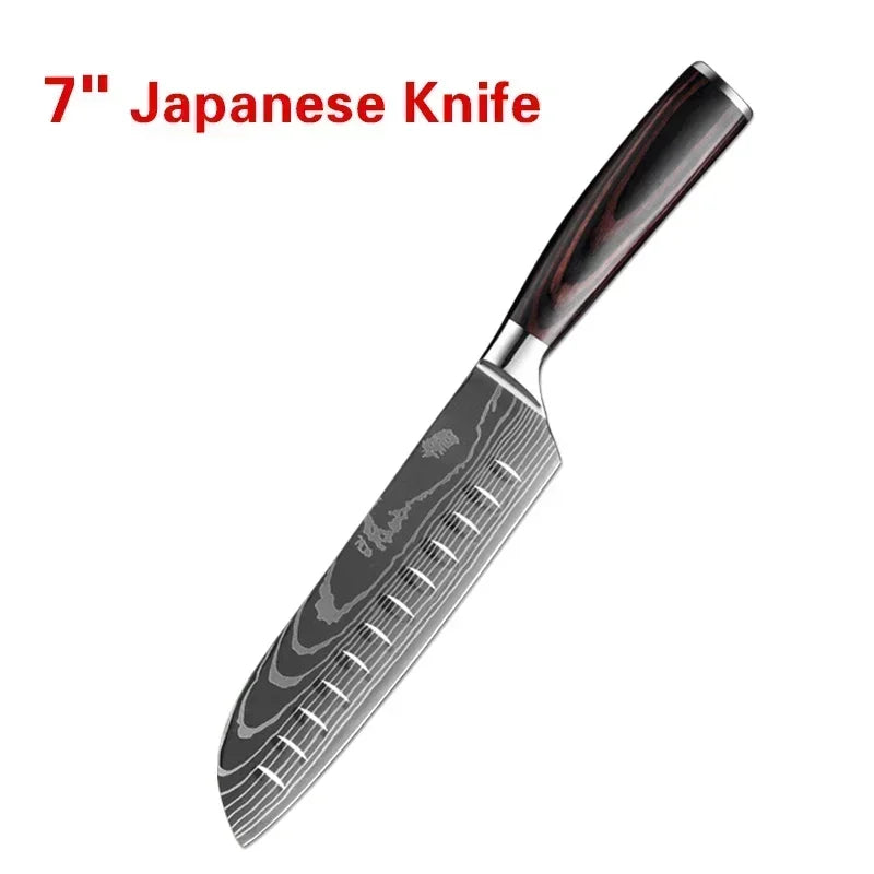 Laser Damascus Kitchen Knife Set – Precision, Durability & Razor-Sharp Performance