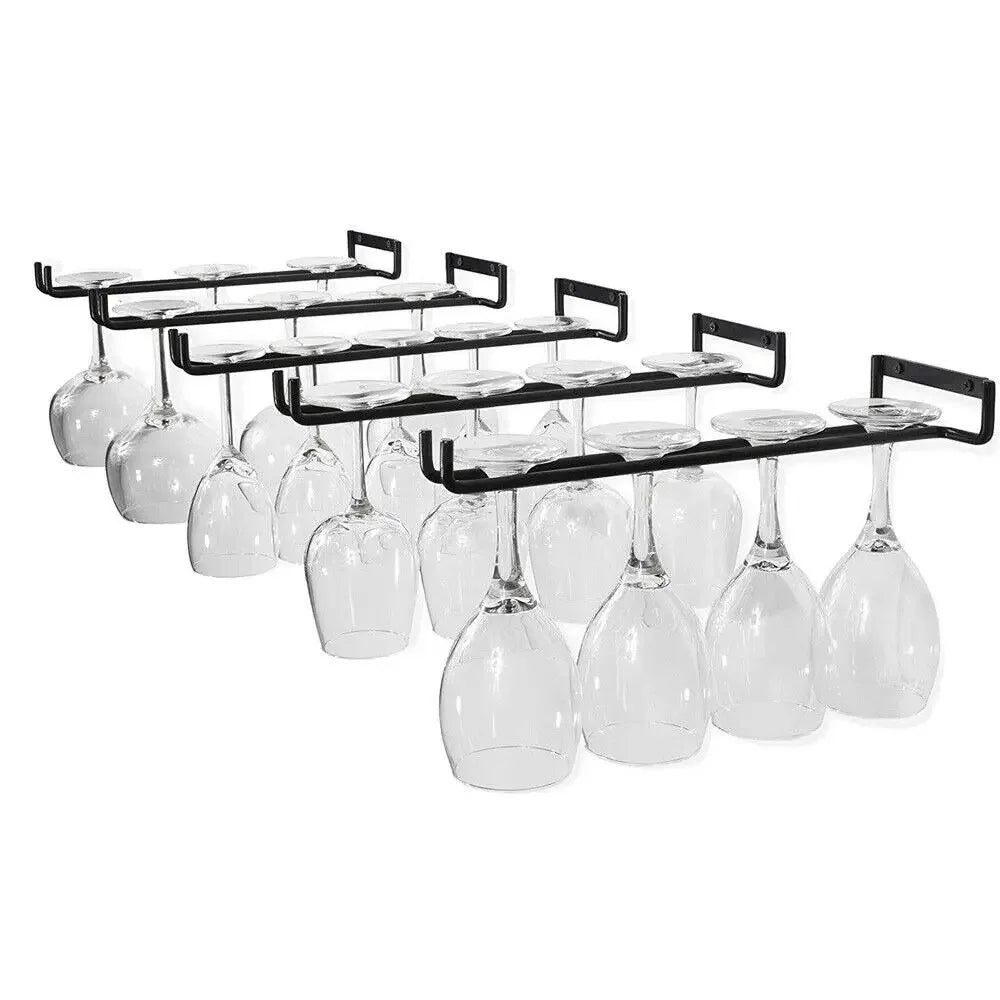 Black Iron Wall-Mounted Stemware Holder – Sleek & Space-Saving Wine Glass Rack