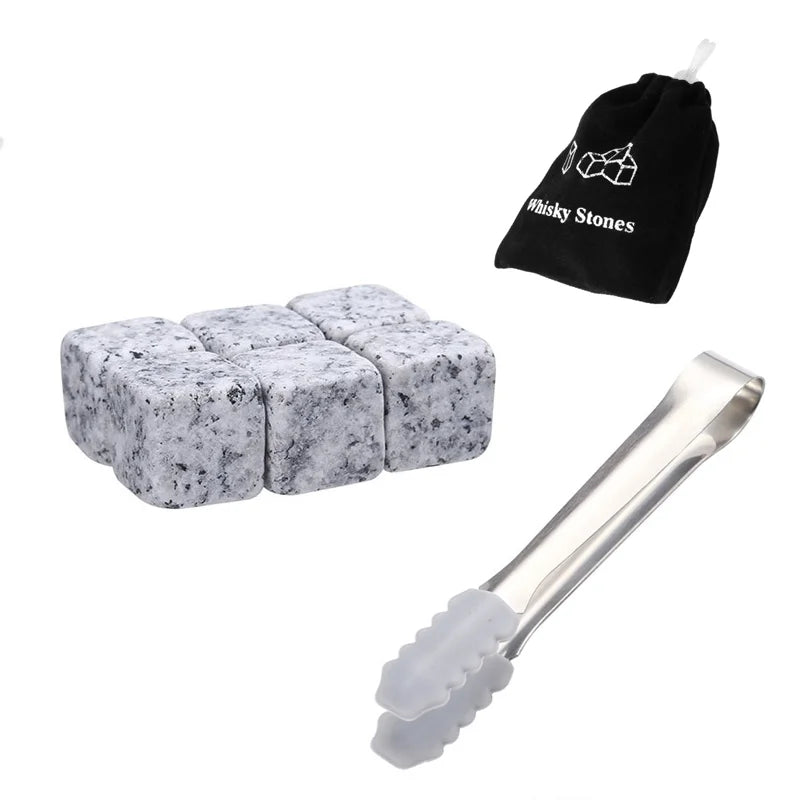 Whiskey Stones, carrying pouch and tongs available today at need wine stuff.  Get them now while supplies last